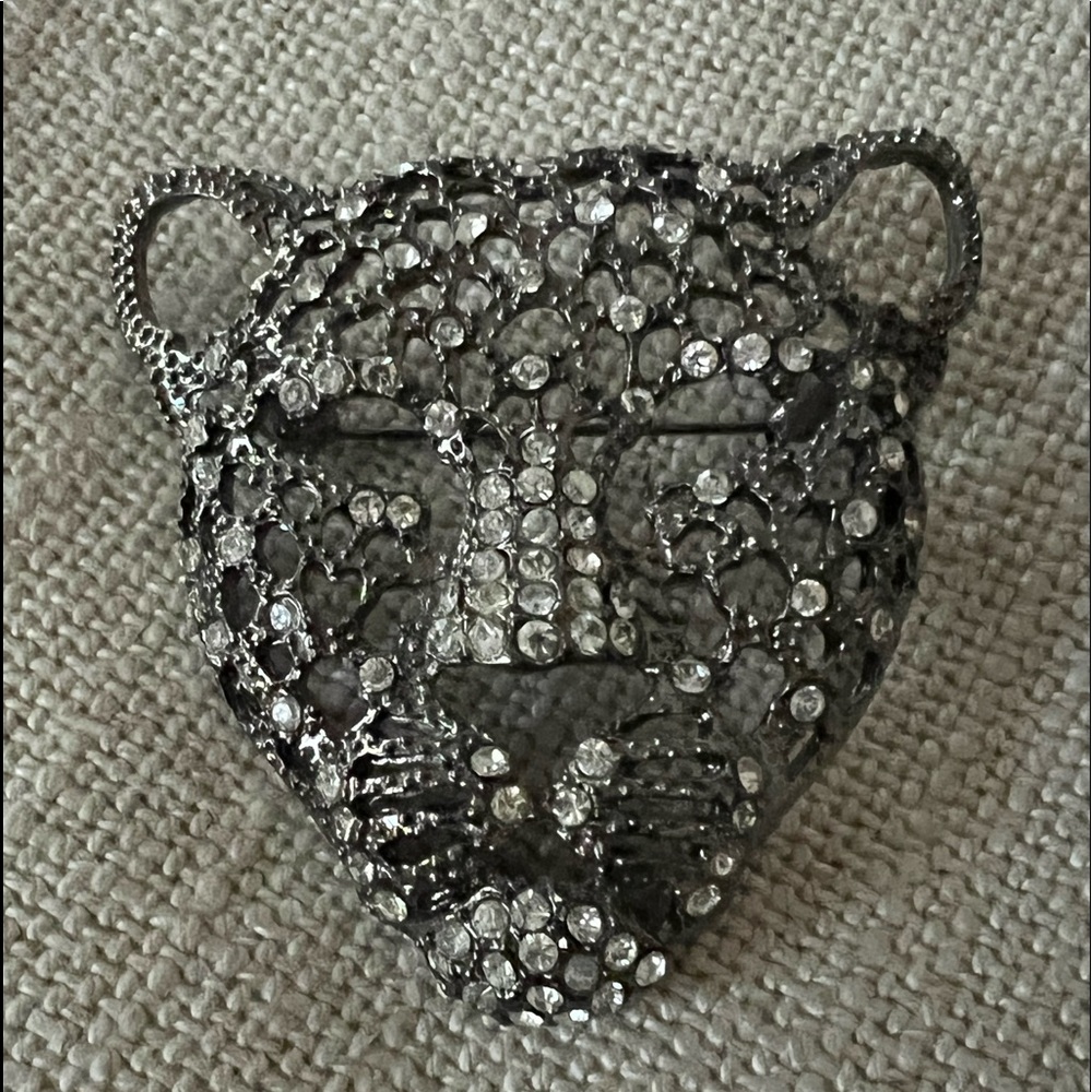 Vintage rhinestone panther pin